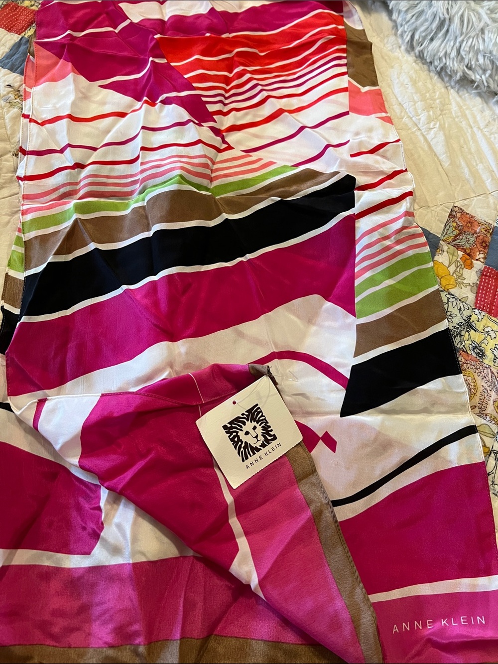 NWT Anne Klein silk oblong scarf 60” x 14”